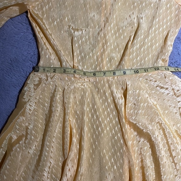 Maje Paris yellow jacquard textured yellow satin skater dress EU 36 - Picture 13 of 16